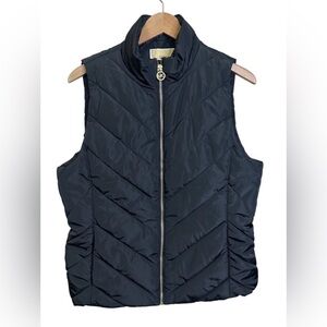 Michael Kors Womens Black Puffer Vest Mock Neck Zip Front Quilted Garmet L nwt